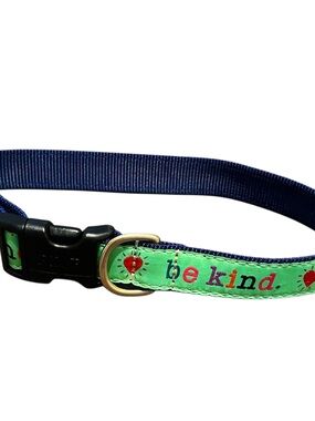 Up Country XL Be Kind Embroidered Pet Collar Mint/Navy